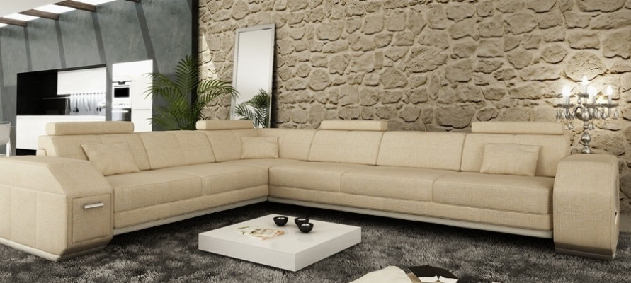 Ecksofa Ledersofa Sofa Couch Polster Sitz Ecke Garnitur Wohnlandschaft Ebern S