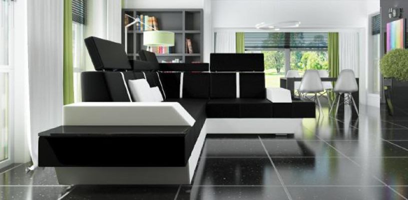 Designer Ledersofa Wohnlandschaft Polster Couch Sofa Ecksofa Eckcouch Ledercouch