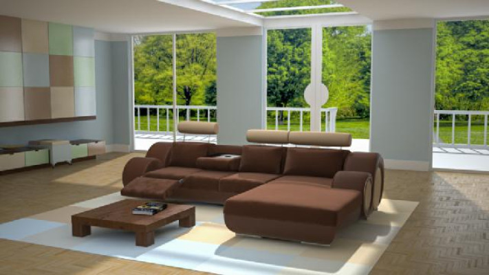 Designer Garnitur Wohnlandschaft Eckcouch Couch Sofa Polster Ledersofa Sofas Neu