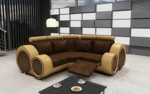 Eck Leder Textil Stoff Couch Sofa Garnitur Wohnlandschaft Polster Ecke Neu LMII