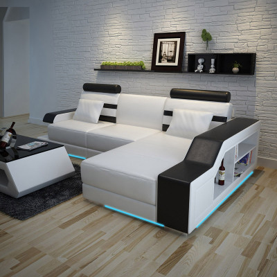 Ledersofa Couch Wohnlandschaft Ecksofa Eck Garnitur Design Modern Sofa L6016E