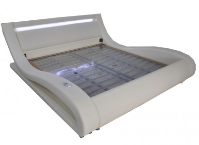 Luxus Leder Design Polster Betten Doppel Modernes Beleuchtet Ehe Bett