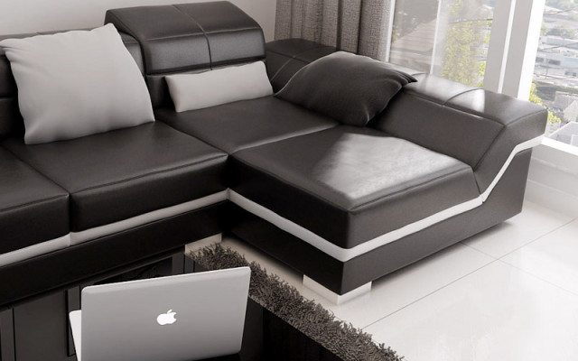 Ledersofa Sofa Couch Wohnlandschaft Ecksofa Garnitur Dekor Modern Design