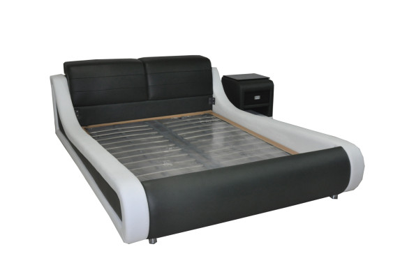 Doppel Luxus Leder Bett + USB Polster Betten Multifunktion LB8831