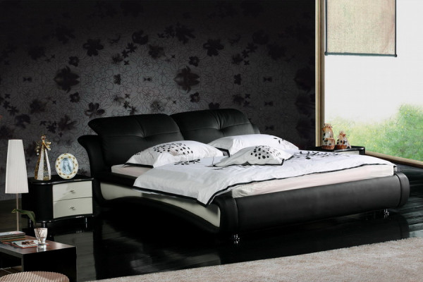 Doppelbett Betten mit USB Leder Designer Ehe Bett Bettgestell 1206