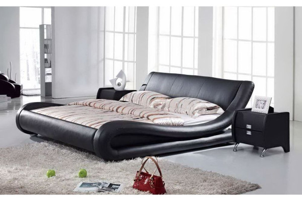 XXL Doppelbett Lederbett Bett Betten Leder Leder Polster Ehe Designer Neu