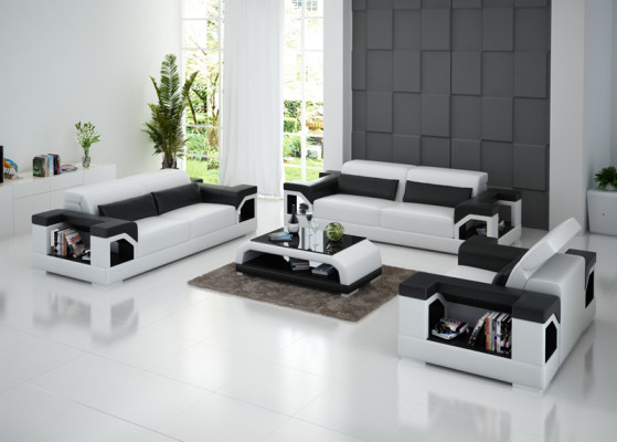 Ledersofa Couch Sofagarnitur Set 3+2+1 Sitzer Garnitur Design Modern Sofa