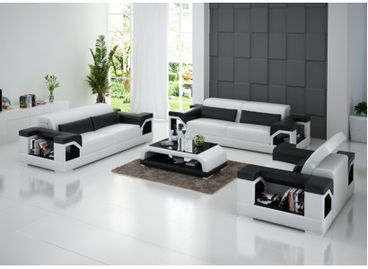 Ledersofa Couch Sofagarnitur Set 3+2+1 Sitzer Garnitur Design Modern Sofa