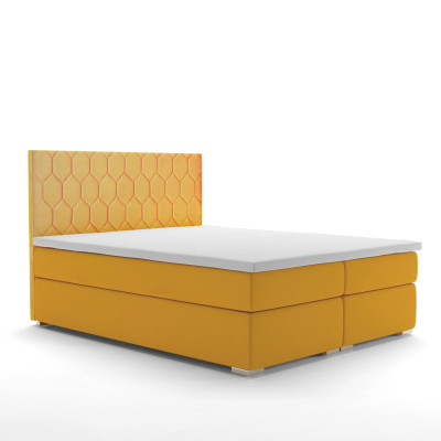 Boxspring Bett Hotel Doppel Luxus Betten Polster Funktion Bettkasten Gelb Samt