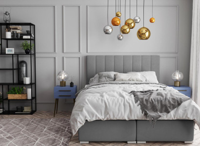 Boxspring Bett Hotel Doppel Betten Design Polster Kasten Funktion Grau