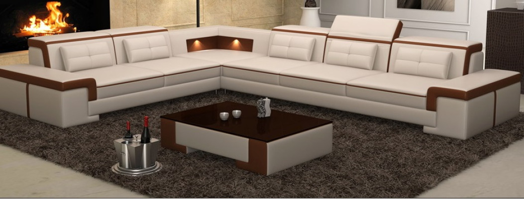 Modern Ecksofa Couch Leder Polster Design Sofa Garnitur Wohnlandschaft