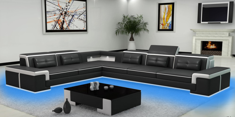 Modern Ecksofa Couch Leder Polster Design Sofa Garnitur Wohnlandschaft