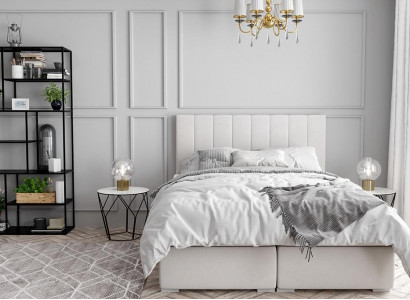 Boxspring Bett Hotel Doppel Luxus Betten Polster Bettkasten Funktion Beige Neu