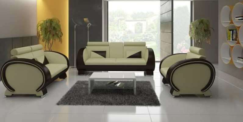 Ledersofa Sofa mit Barfunktion Designer Garnitur Couch Sofa 3 Sitzer Relaxcouch