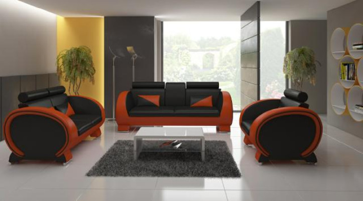 Ledersofa Sofa mit Barfunktion Designer Garnitur Couch Sofa 3 Sitzer Relaxcouch