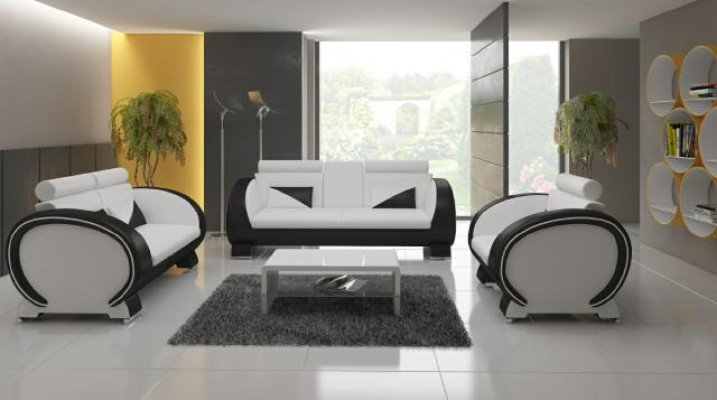 Ledersofa Sofa mit Barfunktion Designer Garnitur Couch Sofa 3 Sitzer Relaxcouch