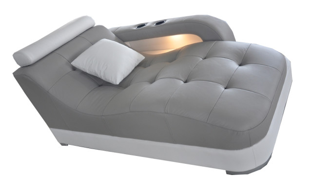 Designer Leder Chaiselongues Modern Grau Liege Ottomane Sofa Echtes Leder Relax