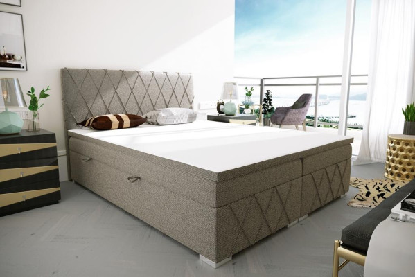 Boxspring Bett Hotel Doppel Samt Luxus Betten Polster Bettkasten Funktion Braun