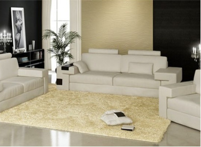 Sofagarnitur Sofa Couch Polster Sitz Leder Garnitur Wohnlandschaft Licht Nassau