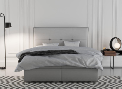 Boxspring Bett Hotel Doppel Textil Grau Luxus Betten Polster Bettkasten Funktion