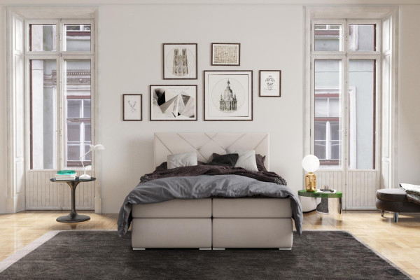 Moderne Boxspring Betten Hotel Doppel Luxus Bett Polster Kasten Funktion Leder