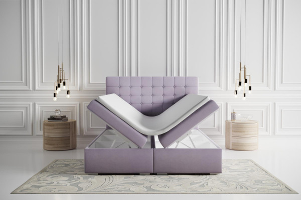 Komplett Set Matratze & Topper Boxspring Bett Pink Polster 180x200cm