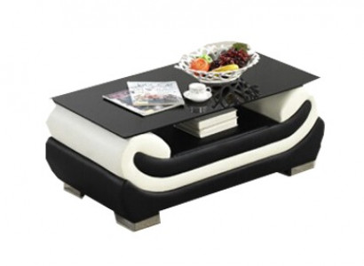 Couchtisch Klassischer Leder Tisch mit Glasplatte Tische Glastische Leder Tisch