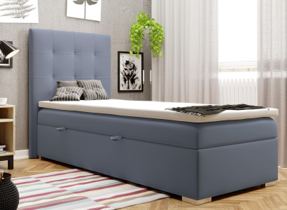 Luxus Boxspring Bett Hotel Betten Polster Funktion Bettkasten 90x200cm Blau Neu