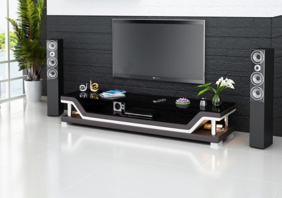 RTV TV Sideboard Leder Glas Tisch Fernseh Schrank Tisch Designer 3009