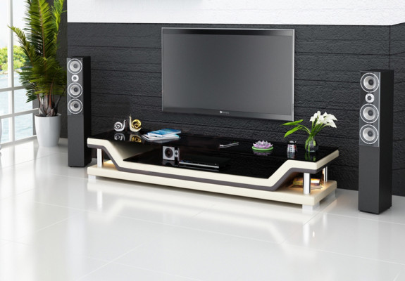 RTV TV Sideboard Leder Glas Tisch Fernseh Schrank Tisch Designer 3009