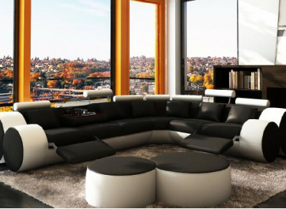 Ecksofa Sofa Couch Polster Wohnlandschaft Leder Eck Sofas Garnitur L Form Madrid