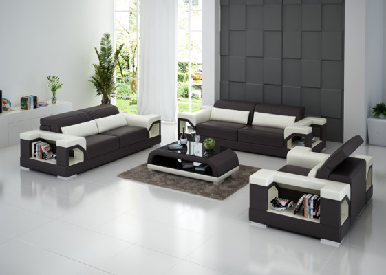 Ledersofa Couch Sofagarnitur Set 3+2+1 Sitzer Garnitur Design Modern Sofa