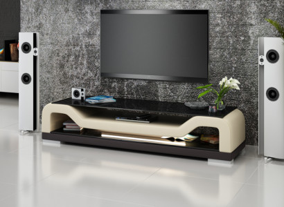 RTV TV Sideboard Leder Glas Tisch Fernseh Dekor Schrank Tisch Designer