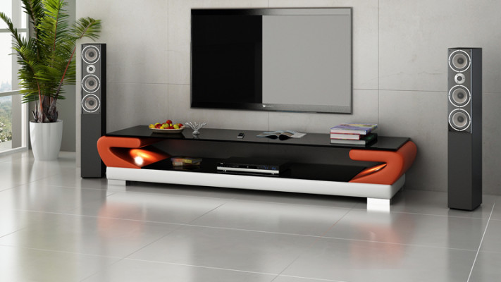 RTV TV Sideboard Leder Glas Tisch Dekor Fernseh Schrank Tisch Designer