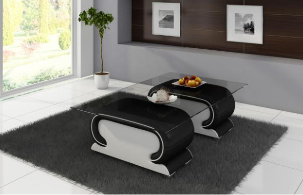 Designer Glastisch Tisch Polster Leder Tisch Couch Sofa Ledertische