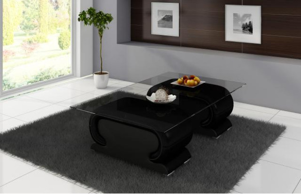 Designer Glastisch Tisch Polster Leder Tisch Couch Sofa Ledertische