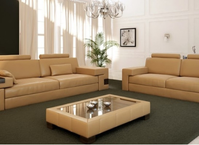 Ledersofa Sofagarnitur 3+2+1 Couch Sitz Polster Sofa Garnitur Set Nassau B