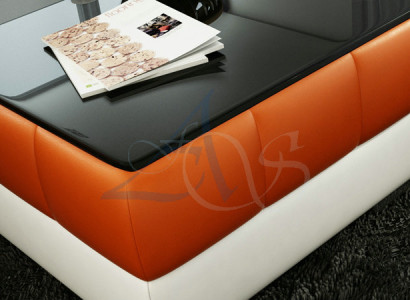 Designer Couchtisch Polster Tisch Leder Glas Tische Glastische #SBA1A