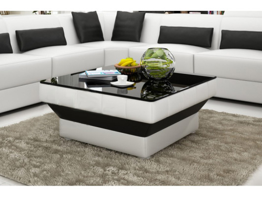 Designer Couchtisch Polster Tisch Leder Glas Moderner Tische #8009