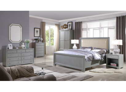 Bett 2x Nachttisch 3 tlg. Schlafzimmer Set Betten Möbel Chesterfield 180x200cm