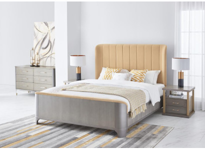 Schlafzimmer Set Bett Nachttisch Design Modern Betten Gruppe Leder 3 tlg.