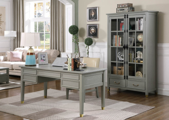 Büro Set Einrichtung Landhaus Schreibtisch Stuhl Aktenschrank Regal Tisch 3 tlg.