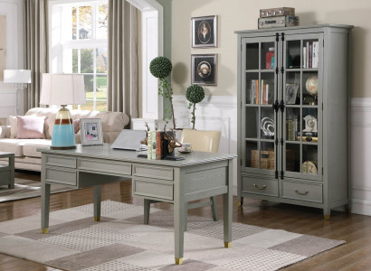 Büro Set Einrichtung Landhaus Schreibtisch Stuhl Aktenschrank Regal Tisch 3 tlg.