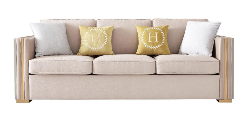 Dreisitzer Design Polster Sitz Textil Sofa 3 Sitzer Möbel Beige Neu Luxus Möbel