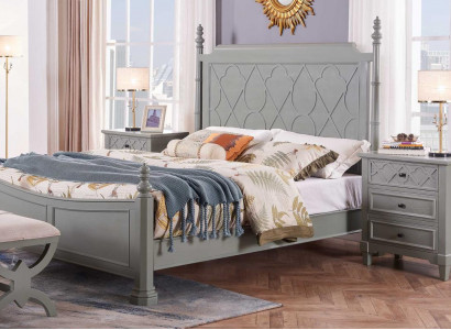 Klassisch Bett 2x Nachttisch 3tlg. Schlafzimmer Set Betten neu Luxus 150x200 Neu