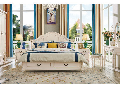 Schlafzimmer Set Bett Nachttisch Kleiderschrank Stuhl Schminktisch Design 6tlg.