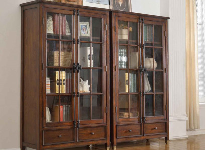 Set 2x Vitrine Kommoden Vitrinen Glas Schrank Glasschrank Vitrinenschrank Holz