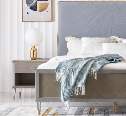 Leder Bett Doppelbett Grau 180x200 Betten Polster Luxus Doppeltes