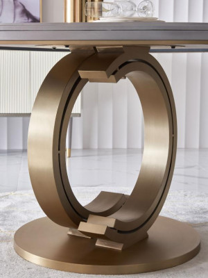 Designer esstisch luxus esszimmer tische polster holz Edelstahl tisch Rund