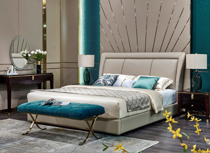 Bett Betten Polster Doppel Ehe Luxus Leder Moderne Designer Schlafzimmer Möbel